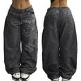 thumbnail image 1 of iHPH7 Baggy Barrel Jeans for Women Y2k Vintage Oversized Jeans Fashion Grunge Causal Straight Leg Denim Pants Streetwear (S-XXL), 1 of 4