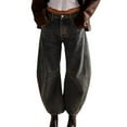 thumbnail image 1 of iHPH7 Barrel Jeans for Women, Wide Leg Jeans Woman, Baggy Jeans, High Waisted Jeans for Women, Stretchy Jeans for Women, Dark Gray L, 1 of 4