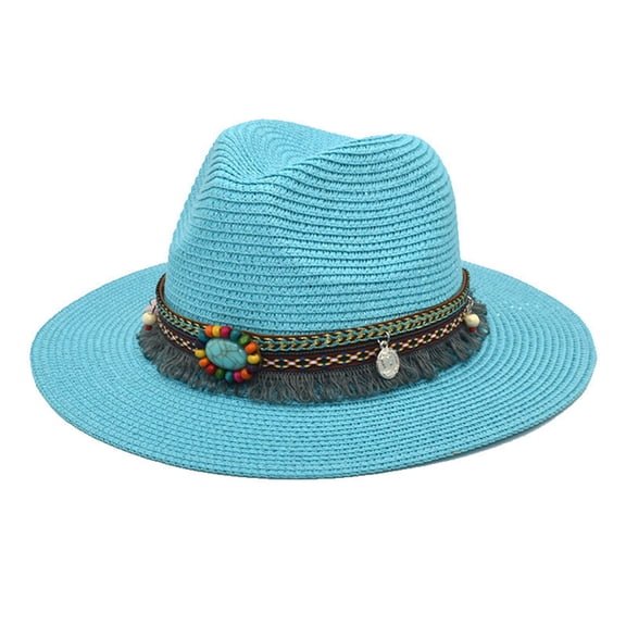 iHPH7 Beach Bucket Hats for Women Summer Hats for Women Packable Straw Hat for Women Packable Sun Hat Sunhats for Women Uv Protection, Light Blue One Size