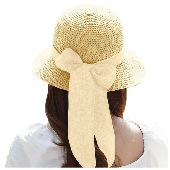 iHPH7 Beach Bucket Hats for Women Uv Protection Sun Hats for Women Straw Caps Wide Brim Straw Hat Sunhats for Women Uv Protection, Beige One Size