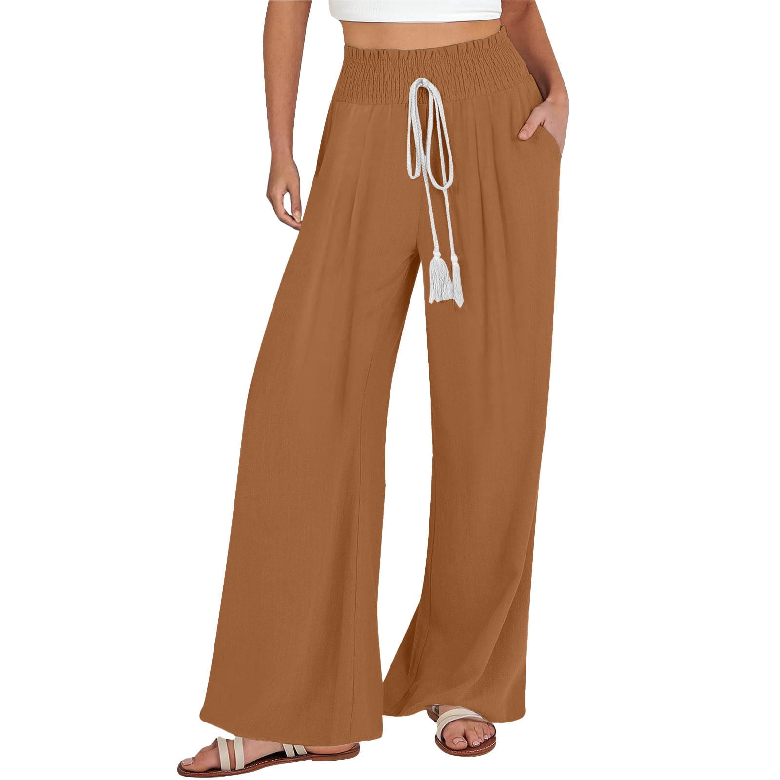iHPH7 Beach Pants for Women, Womens Linen Pants, Lightweight Summer ...