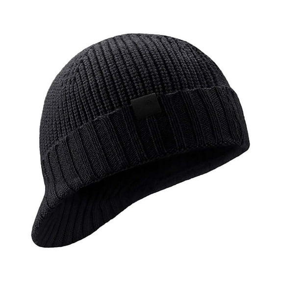 iHPH7 Beanie with Brim Brimmed Beanie Winter Hats for Women Ski Hat Snow Caps Warm Beanie Winter Beanie Black A