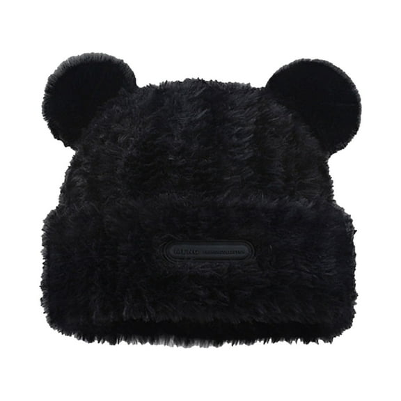 iHPH7 Bear Hat Cute Beanies for Women Winter Hats for Women Cold Weather Winter Hats for Women Knit Hat Cute Beanie Skull Cap for Winter Black One Size