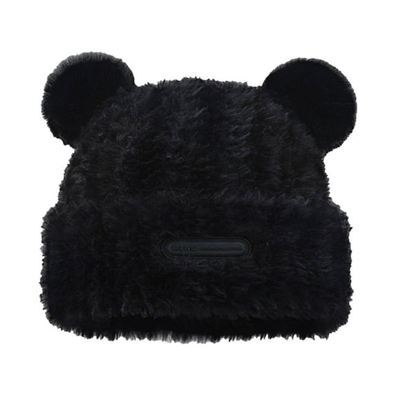 iHPH7 Bear Hat Cute Beanies for Women Winter Hats for Women Cold Weather Winter Hats for Women Knit Hat Cute Beanie Skull Cap for Winter Black One Size