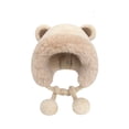 thumbnail image 1 of iHPH7 Bear Hat Fuzzy Beanie Winter Cap Warm Hats for Women Fuzzy Hat Russian Hat Faux Fur Hat Beige One Size, 1 of 9