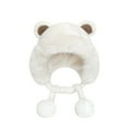 thumbnail image 1 of iHPH7 Bear Hat Trapper Hat Beanie with Pom Fuzzy Hat Winter Accessories for Women Fluffy Snow Hat Fuzzy Beanie White One Size, 1 of 6