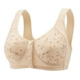 thumbnail image 1 of iHPH7 Bras for Women Front Closure Full Coverage No Underwire Convenient Snap Daisy Bras for Older Women Senior Comfort Bras Front Button Bras for Seniors Soft Khaki 105B, 1 of 9
