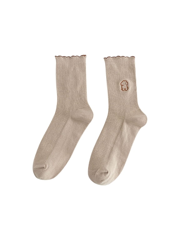 Breathable Socks Women Cute Crew Socks for Women Soft Socks Mid Crew Socks Womens Crew Socks for Women Crew Women Crew Socks Beige One Size