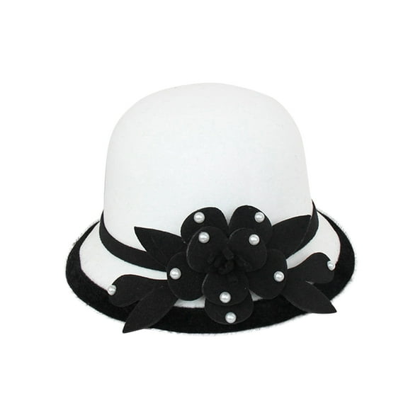 iHPH7 Bucket Hats for Woman Derby Hats for Women Cloche Hats for Women Felt Hat Church Hats for Women, White 2 M