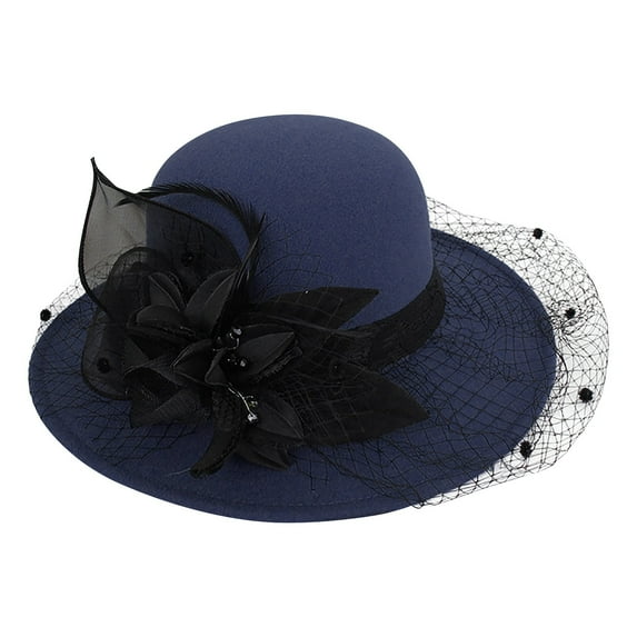 iHPH7 Bucket Hats for Woman Derby Hats for Women Fancy Hats for Women Fedora Hats for Women Chemo Headwear for Women, Navy M
