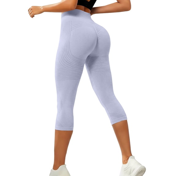 iHPH7 Capri Leggings Anti Cellulite Compression 3D Leggings Women Butt Lifting Tummy Control with Resistance Bands Light Violet M