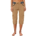 thumbnail image 1 of iHPH7 Cargo Capris for Women, Drawstring Pants Women, Pull On Capris for Women, Womens Capris for Summer, High Waisted Pants for Women, Coffee 3XL, 1 of 9