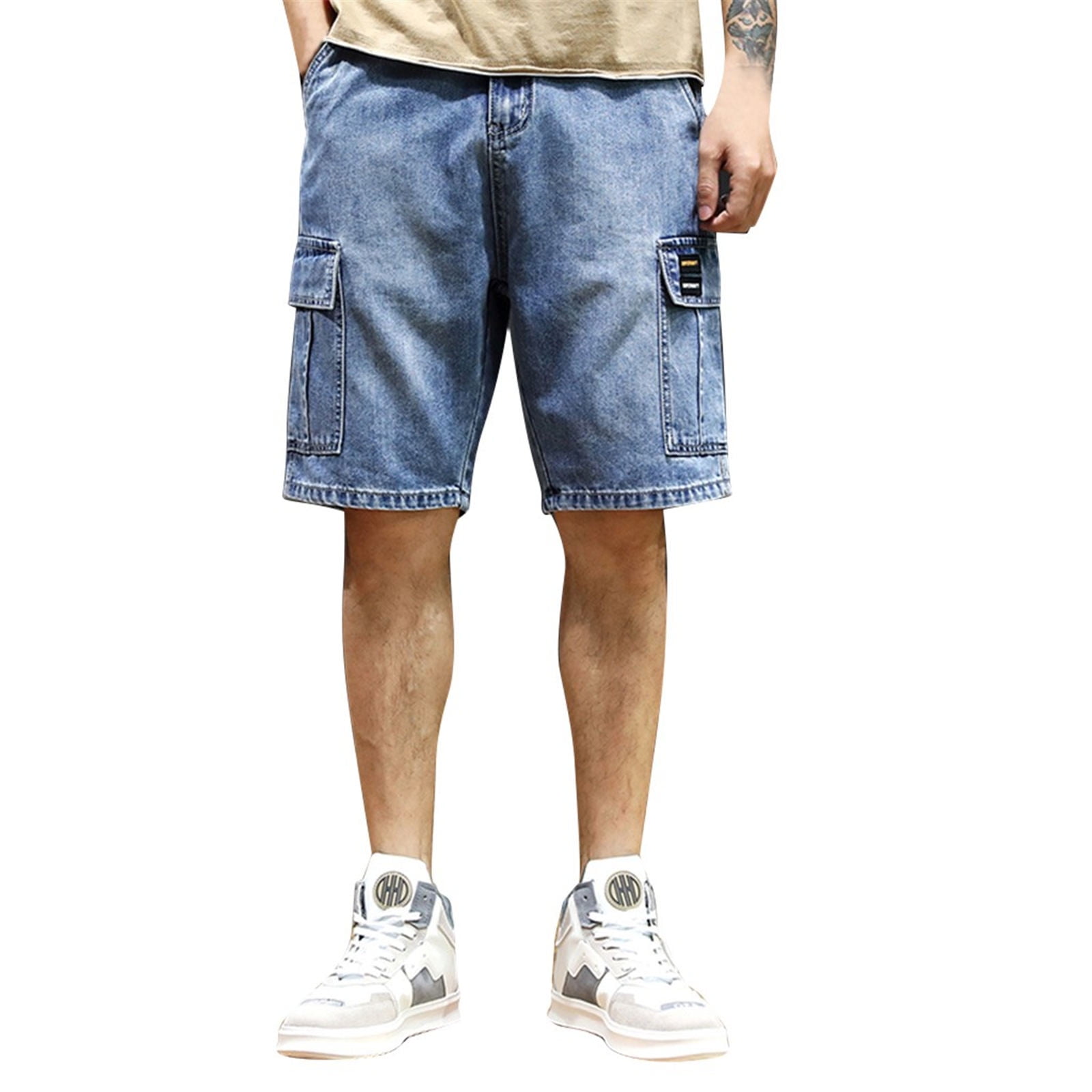 iHPH7 Cargo Shorts for Men, Baggy Denim Shorts Men, Jean Shorts