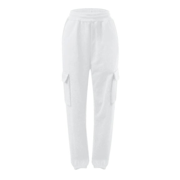 iHPH7 Cargo Sweatpants Women's Activewear Wide Leg Cargo Pants for Women Gym Sweatpants Women Womens Joggers with Pockets Wide Leg Sweatpants Women Wide Leg Joggers for Women White S