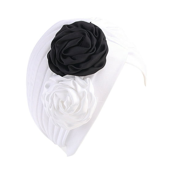iHPH7 Chemo Hats for Women Cancer Headwear for Women Head Turbans for Women Head Coverings for Women Flower Hat Chemo Headwear for Women Pre Tied Head Scarf for Women White One Size