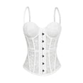 thumbnail image 1 of iHPH7 Chic Floral Lace Boned Corset Top Women's Front Hook Bustier Shapewear Evening Party Outfit Fairycore Styling Piece White M, 1 of 7