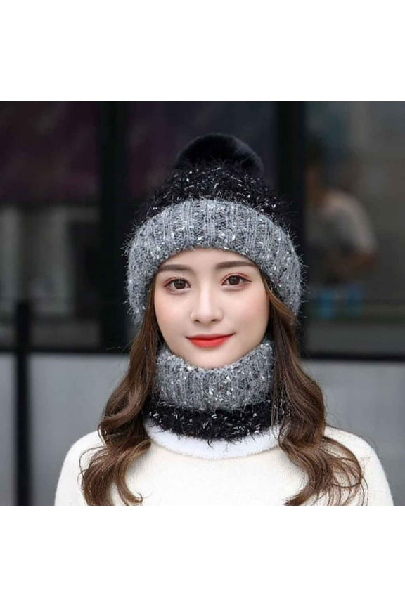 Christmas Gifts Neck Warmer Scarves for Women One Piece Cold Scarf Hats Hat with Scarf Attached Hat and Scarf Set for Women Gorros De Frio Para Mujeres Black One Size