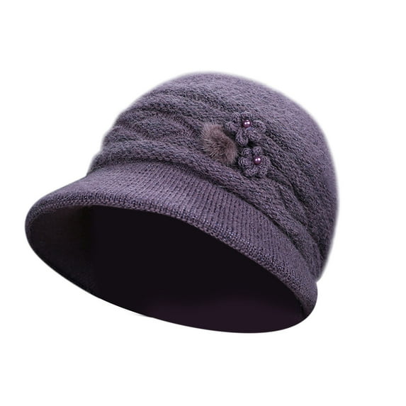 iHPH7 Cloche Hats for Women Vintage Hats for Women Winter Caps for Women Winter Accessories for Women Warm Hats for Women Knit Hat Tea Party Hat Purple One Size