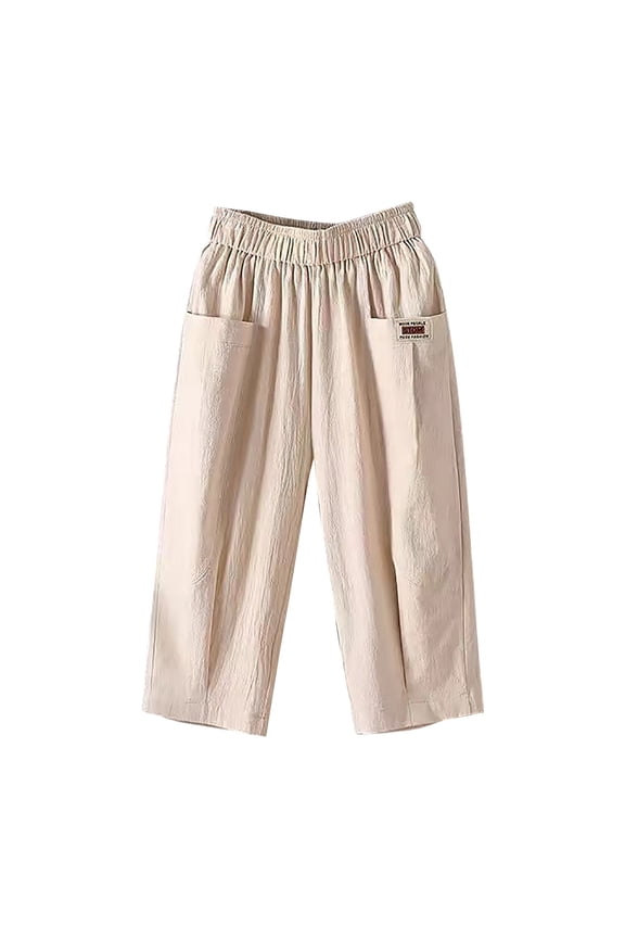 Cotton Capri Pants for Women, Pull On Capris for Women, Lightweight Capris for Women, Baggy Pants, Casual Capri Pants for Women, Beige L