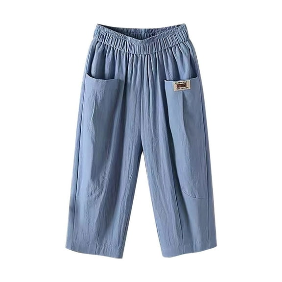 iHPH7 Cotton Capri Pants for Women, Pull On Capris for Women, Lightweight Capris for Women, Baggy Pants, Casual Capri Pants for Women, Blue L