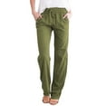 thumbnail image 1 of iHPH7 Cotton Pants for Women, Drawstring Pants Women, Lightweight Pants Women, Vacation Outfits for Women, High Waisted Pants for Women, Army Green S, 1 of 6