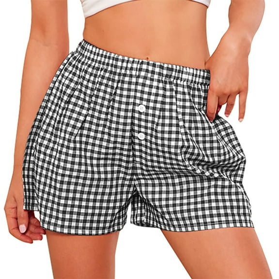 iHPH7 Cotton Shorts for Woman, Beach Shorts for Women, Loose Shorts Women, Summer Shorts for Women, Wide Leg Shorts for Women, Black XL