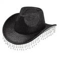 thumbnail image 1 of iHPH7 Country Concert Outfits for Women Panama Hat Rhinestone Cowboy Hat Wide Brim Hats for Women Dress Hats for Women, Black One Size, 1 of 7