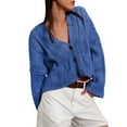 thumbnail image 1 of iHPH7 Cropped Cardigan Sweaters for Women Cable Knit Cardigan Women Crop Sweater Fall Fashion Button Down Sweaters for Women Soft Cardigans for Women Casual Outerwear Blue L, 1 of 8