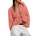 thumbnail image 1 of iHPH7 Cropped Cardigan Sweaters for Women Cable Knit Cardigan Women Long Sleeve Cardigan for Women Sweater Jacket for Women Fall Fashion Knits Clothing Watermelon Red XL, 1 of 8