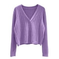 thumbnail image 1 of iHPH7 Cropped Cardigan for Women Crop Sweater Casual Outerwear Fall Sweaters for Women Sweater Jacket for Women Fall Fashion Knit Cardigans for Women Purple XL, 1 of 5