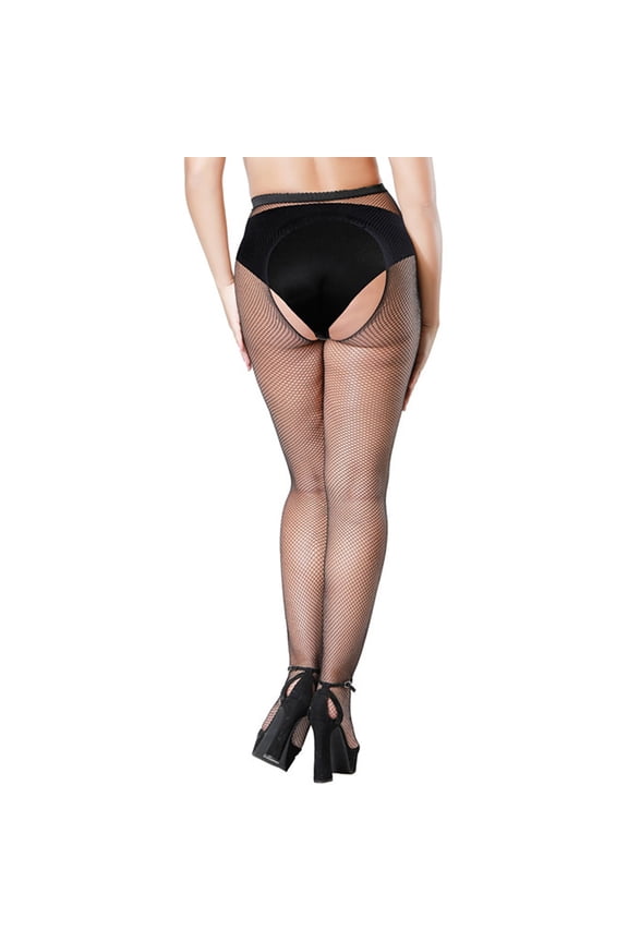 Crotchless Pantyhose for Women Fishnet Stockings Sheer Mesh Pantyhose Black Fishnet Tights Open Crotch Design Black B