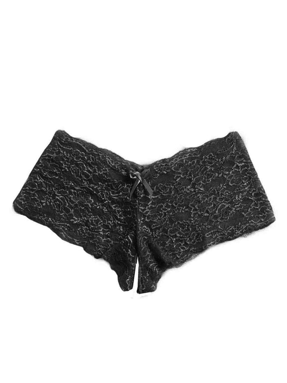 Crotchless Underwear for Women, Boy Shorts Underwear for Women, Lace Underwear for Women, Crotchless Panties, Black M