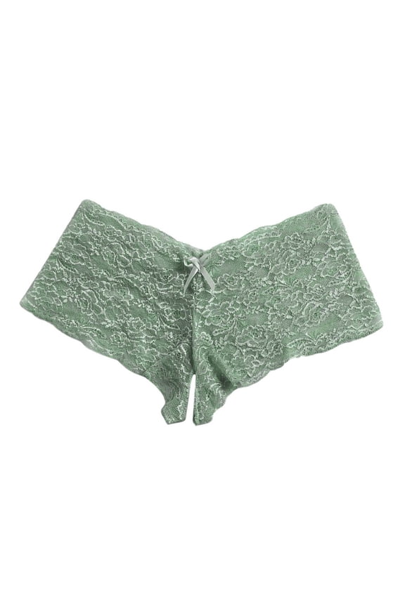 Crotchless Underwear for Women, Boy Shorts Underwear for Women, Lace Underwear for Women, Crotchless Panties, Green 3XL