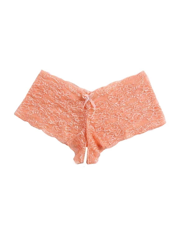 Crotchless Underwear for Women, Boy Shorts Underwear for Women, Lace Underwear for Women, Crotchless Panties, Orange L