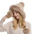thumbnail image 1 of iHPH7 Cute Beanie Furry Hat Fuzzy Beanie Fur Hat for Women Warm Beanie Fuzzy Hat Winter Accessories for Women Khaki One Size, 1 of 9
