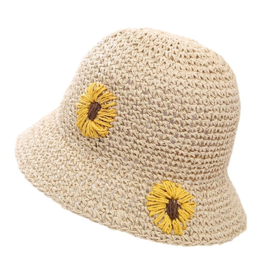 iHPH7 Cute Sun Hat Bucket Hat Wide Brim Girls Hats for Kids Ages 4-8 Boys Hats for Kids Ages 4-8 Bucket Hat with Strings, Beige One Size