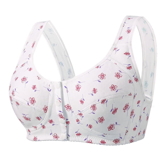 iHPH7 Daisy Bras for Older Women Padded No Underwire Snap Front Closure Full Coverage Comfort Senior Wireless Bralettes Wine 3XL