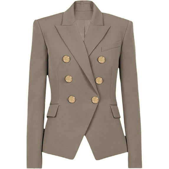 iHPH7 Double Breasted Blazer Women Fall Business Outfits for Women Womens Blazers Dressy Casual Business Jackets for Women Fall Clothes for Women Fall Office Outfits for Women Khaki XL