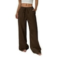 thumbnail image 1 of iHPH7 Drawstring Pants Women Fall Fashion Lounge Pants Women Baggy Pants Gaucho Pants for Women Fall Clothes Lounge Wear for Women Brown XL, 1 of 8