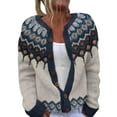 thumbnail image 1 of iHPH7 Fair Isle Sweater Women Loose Cardigan for Women Cardigan Sweaters for Women Casual Outerwear Fisherman Sweater Women Knits Clothing Travel Cardigan Navy 5XL, 1 of 4