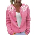 thumbnail image 1 of iHPH7 Fair Isle Sweater Women Travel Cardigan Casual Outerwear Women Fall Clothes Loose Cardigan for Women Casual Outfits for Women Button Up Cardigans for Women Hot Pink XL, 1 of 4