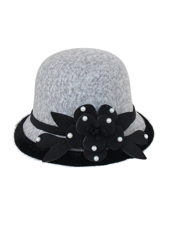 Fancy Hats for Women 1920s Hat Winter Hats for Women Cloche Hats for Women Felt Hat, Gray 2 M