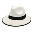 thumbnail image 1 of iHPH7 Fedora Hats for Men Panama Hats Wide Brim Fedora Hats for Women Packable Fedora Hats for Women Church Hats for Women, White One Size, 1 of 3