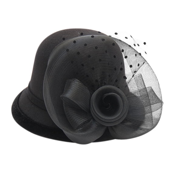 iHPH7 Felt Hat 1950s Accessories for Women Dress Hats for Women Cloche Hats for Women Funeral Hats for Women, Black A
