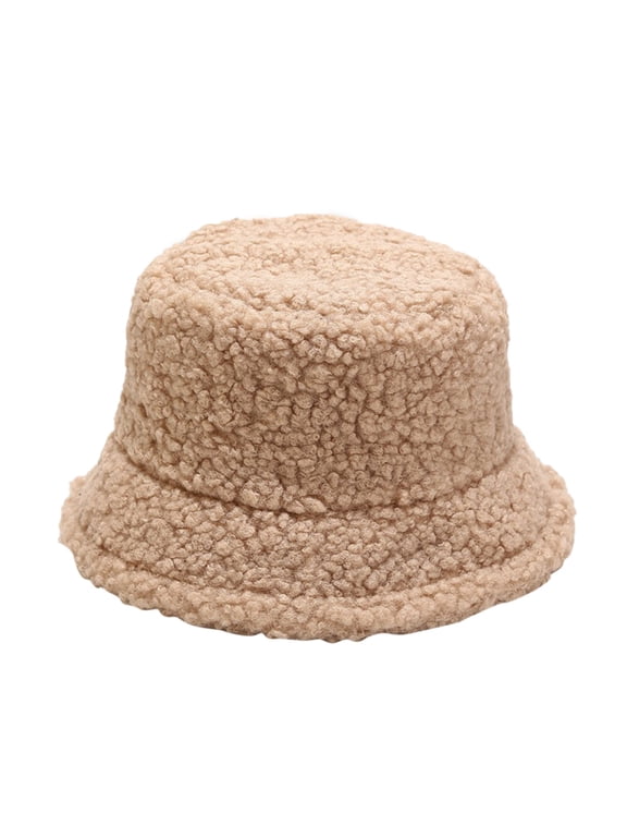 Fishing Hat Fuzzy Bucket Hats for Woman Sun Hats for Women Uv Protection Adult Sun Hat Winter Accessories, Khaki M