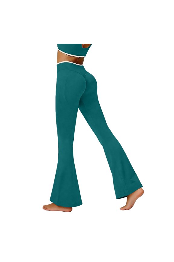 Flare Leggings for Women Tummy Control Flared Leggings Yoga Pants Women High Waisted Workout Bell Bottoms Green M