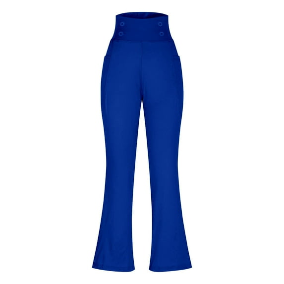 iHPH7 Flare Yoga Pants with Pockets, Bootcut Athleisure Seamless Tummy Control Leggings for Women Workout, Pilates, Gym Blue 2 L