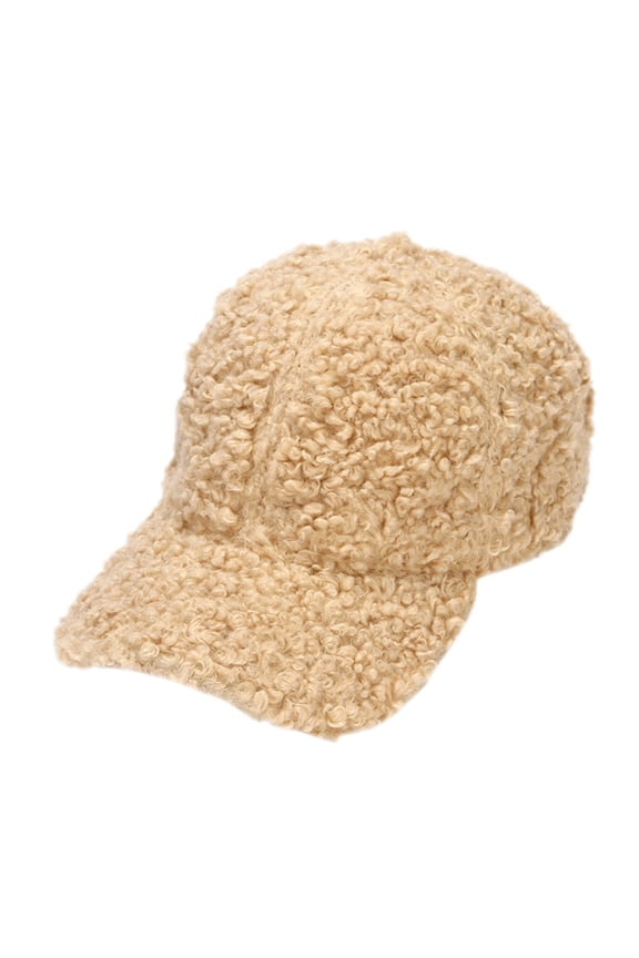 Fleece Hat Outdoor Hat Fluffy Hat Golf Hat Teddy Baseball Hat, Beige 1 One Size