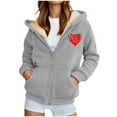 thumbnail image 1 of iHPH7 Fleece Hoodie Women Going Out Jackets for Women Hooded Jacket Women Womens Jacket Winter Jackets for Women Womens Jackets Casual Warm Jackets for Women Light Gray 5XL, 1 of 6