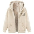 thumbnail image 1 of iHPH7 Fleece Hoodie Women Hoodies Y2k Full Zip Hoodies for Women Going Out Jackets for Women Casual Outerwear Warm Winter Coats for Women Winter Jackets for Women Beige 2 XXL, 1 of 5